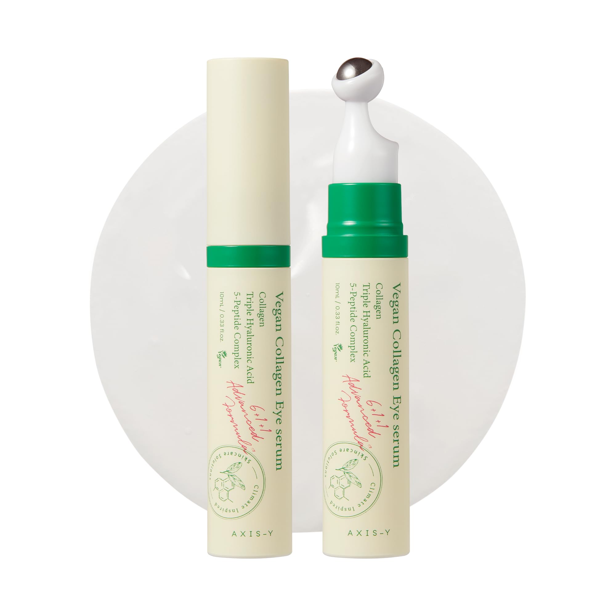 AXIS-Y Vegan Collagen Eye Serum 10ml - K Beauty Triple Hyaluronic Acid & Peptide Collagen Serum for Skin Elasticity, Reduce Fine Lines & Dark Circles - Vegan Korean Skin Care Eye Cream - 0.33 fl. oz.