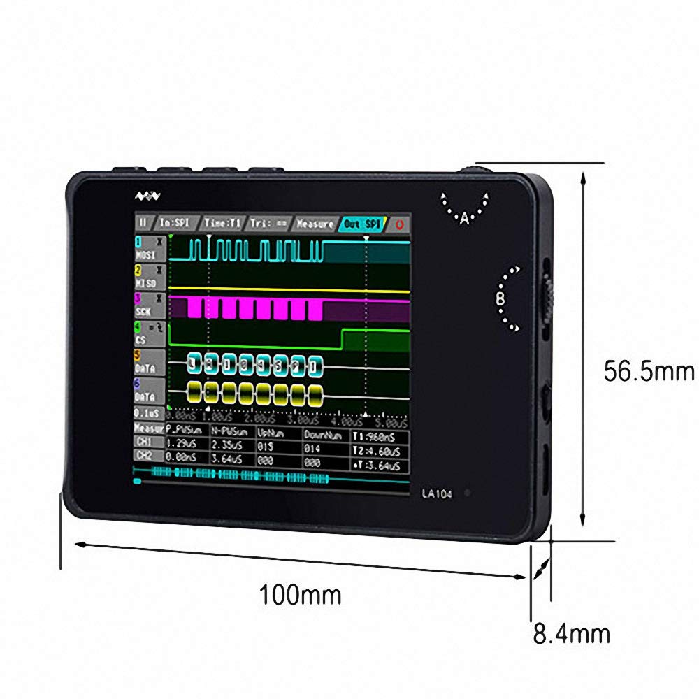 Digtial Logical Analyzer LA104 USB Mini 4 Channels 100Mhz Max Sampling Rate Built in 8MB Flash Storage 2.8" Oscilloscope