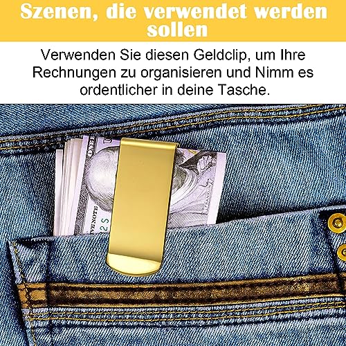 Herren Geldklammern Für Geldscheine, 3 Stück Geldspange, Edelstahl Geldscheinklammer, Metall Geldclip, Metall Für Bargeld Rechnungen Karten Dokumente Banknote Geldscheine Visitenkarte Kreditkarte Gold
