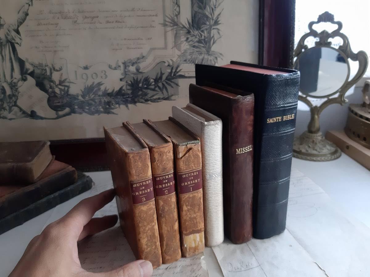 フランスアンティーク　聖書　古本　洋書 フランスアンティーク聖書古本洋書