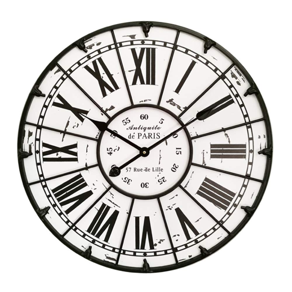 DOSNVG Silent Wall Clocks Roman Numeral, Vintage Country Retro French Style Decorative Wall Clock Non-ticking for Living Room Kitchen Bedroom Office
