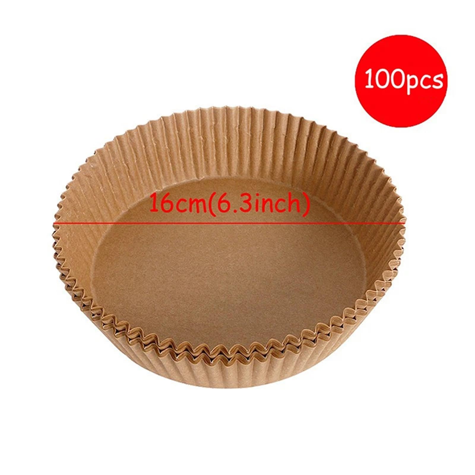 Genérico Compatible con freidoras de Aire, revestimientos de Papel, bandejas de Papel for Hornear cuadradas y Redondas a Prueba de Aceite, 100/50 Uds.(100PCS Round)
