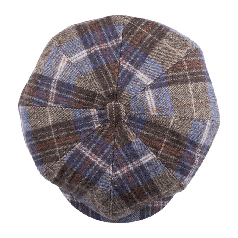 Image of The Tie Hub Wool Flat Cap for Men & Women | Adjustable Vintage Newsboy Gatsby Hat for Casual, Travel, Outdoor | Free Size Herringbone Ivy Style Cap