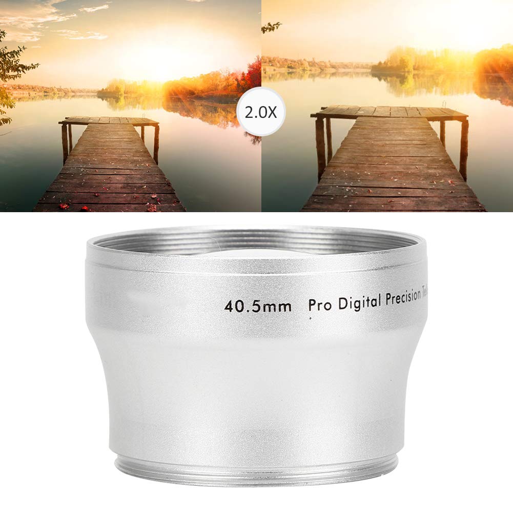 Alliage d'aluminium 40,5 mm Grossissement 2X Téléconvertisseur Universel Téléphoto avec Sacoche pour Tous Les objectifs de caméra à diamètre d'ouverture de 46 mm