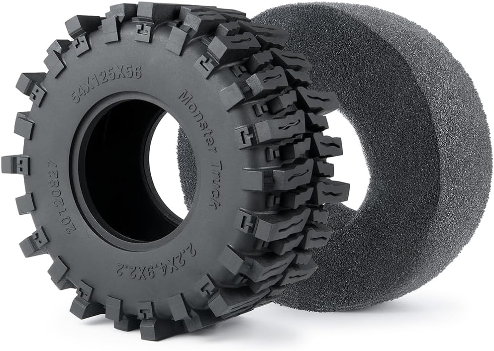 RCLIONS 4PCS 2.2inch RC Crawler Tires with Foam Insert 125mm/4.9inch Outer Diameter for 1/10 RC Crawler Car