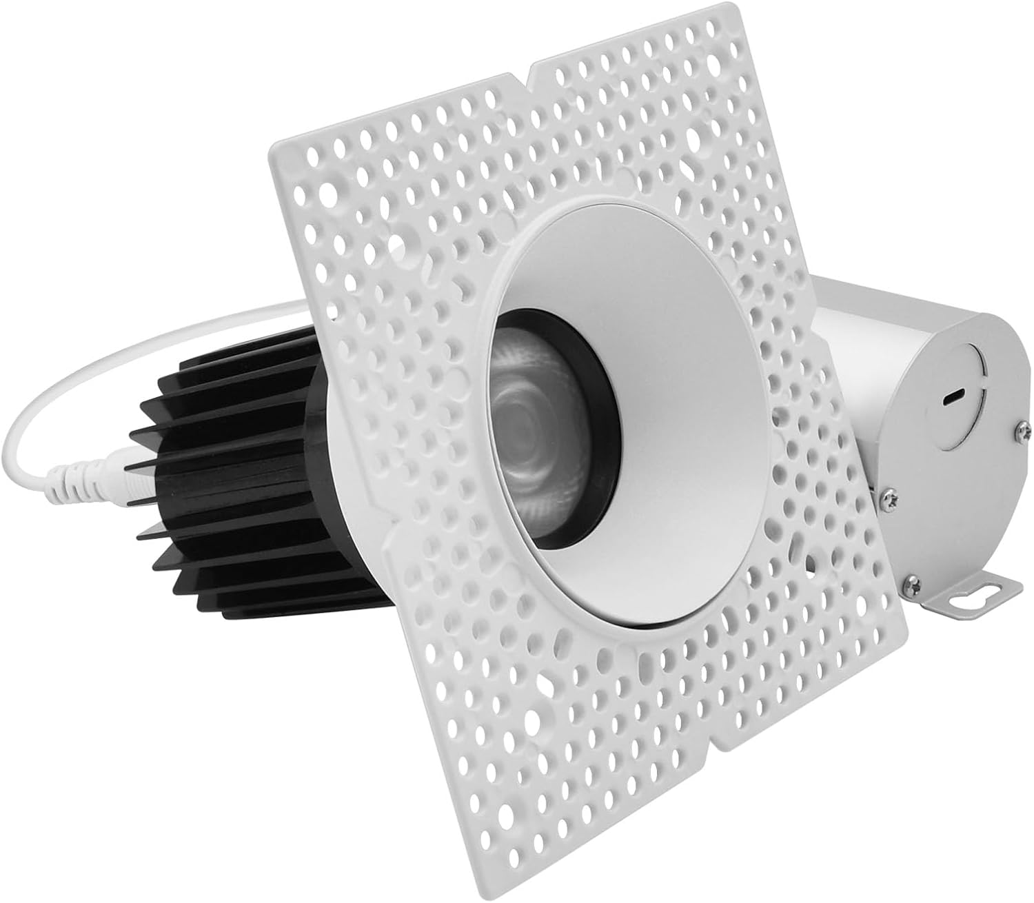 LUXRITE 3 Inch LED Trimless Recessed Spotlight with J-Box, Push N’ Lock Zoomable, 5CCT Selectable 2700K–5000K, 15W 1100LM CRI90, Dual Dimmable (TRIAC/0-10V), Adjustable Beam 24°–50°, IC & Damp Rated