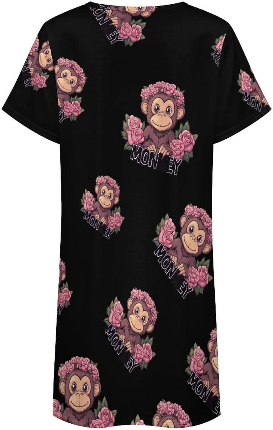 Monkey Womens Nightgown Short Sleeve Sleepshirts Loungewear
