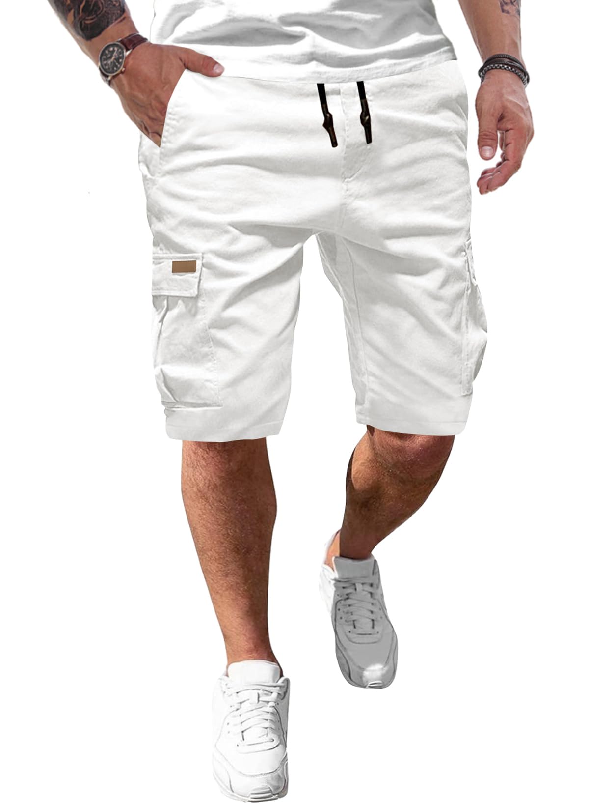 JMIERR Kurze Hosen Herren Baumwolle Cargo Shorts Herren Sommer Freizeithose mit Taschen