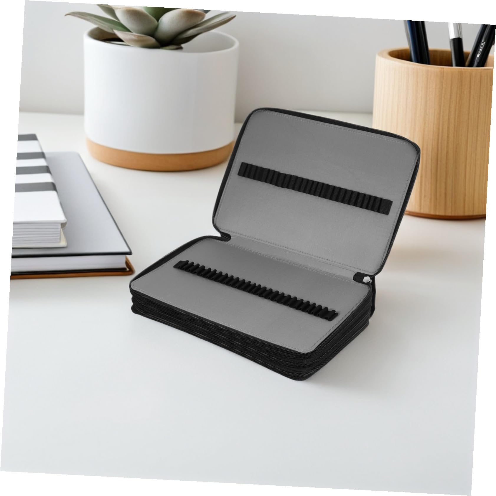Astuccio Portamatite Colorate 200 Scomparti con Cerniera 4 Strati Grande Capacità Resistente con Cinturino da Polso Organizer Cancelleria Scuola Ufficio