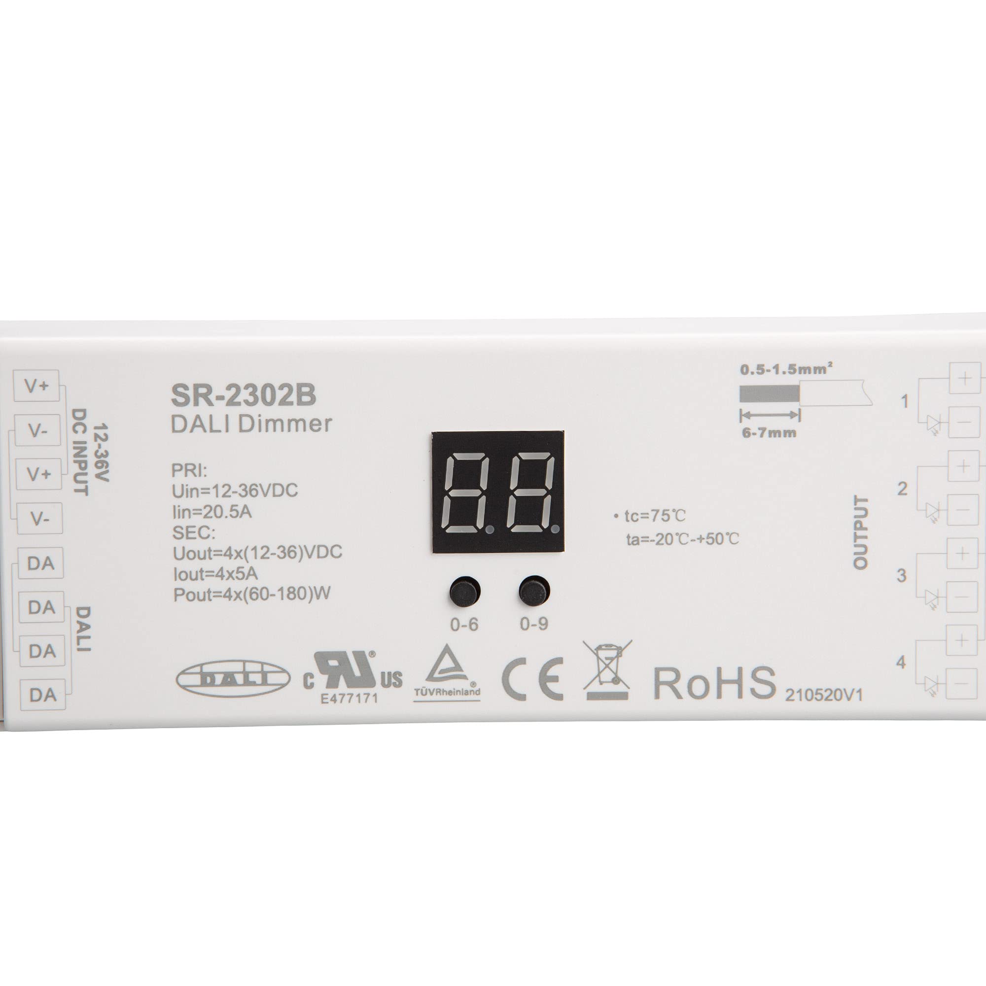 LED CONNEX DALI Dimmer SR-2302B 12-36V DC 4CH 5A