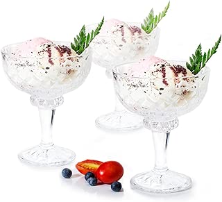 Missviya Ice cream Dessert bowls footed crtsyal set of 6 trifle / fruit/salad cocktail glass 6.66oz clear - coolthings.us