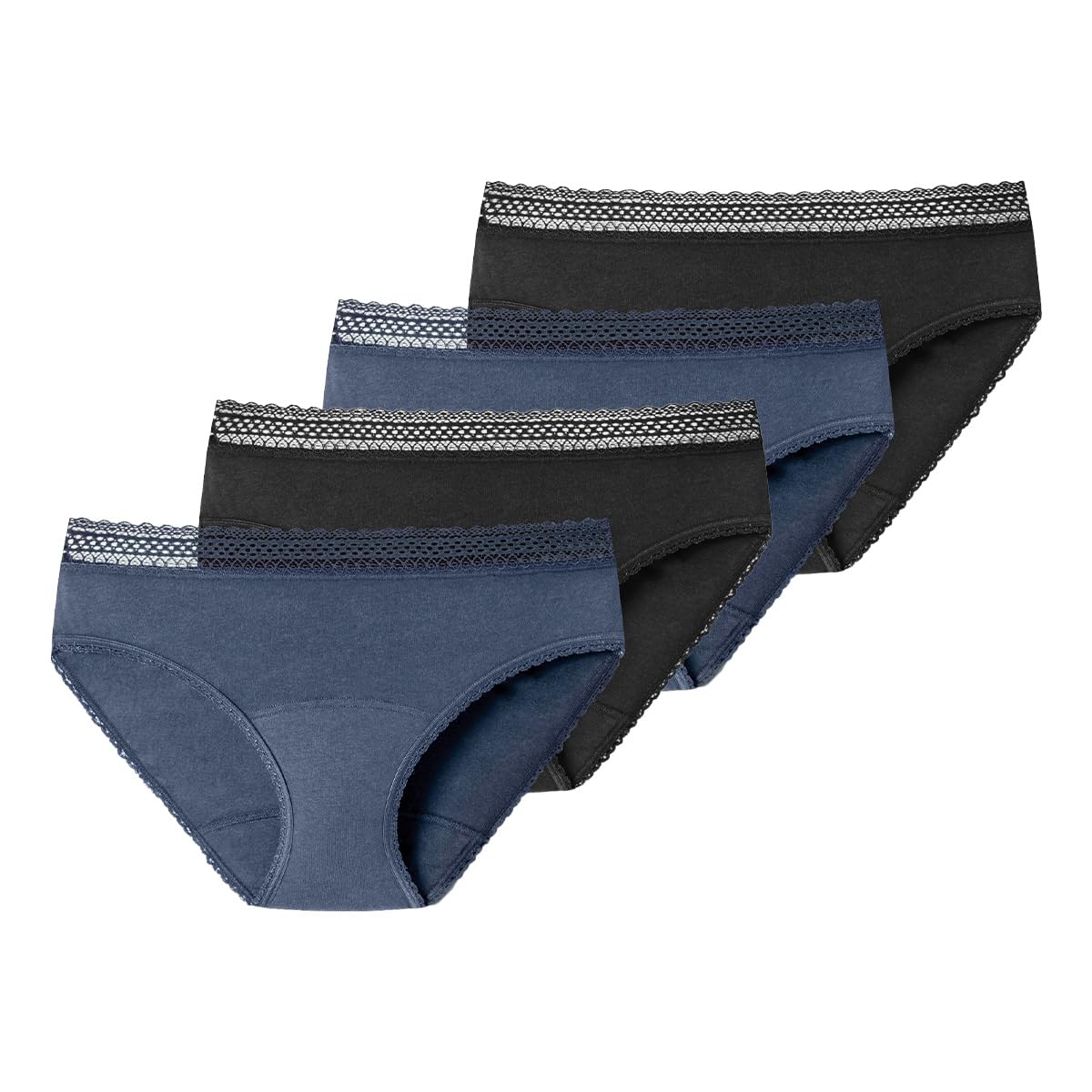 Schiesser - Secret Care - Perioden Slip - 4er Pack (46/48 Schwarz/Flieder)