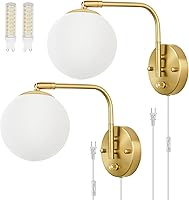 Vista 1 de Apliques de pared regulables enchufables, luces de pared con brazo oscilante con cable de enchufe e interruptor de perilla de encendido/apagado