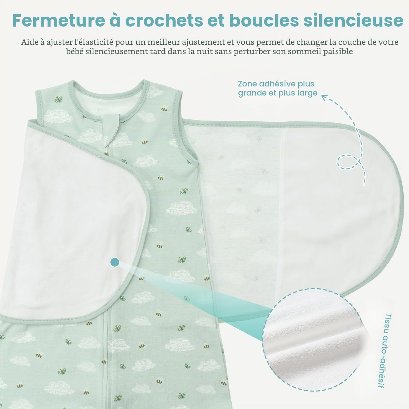 Gigoteuse 0-6 Mois Tog 1 Gigoteuse Emmaillotage 100% Coton 3-1 Réglable Gigoteuses Bébé, Green