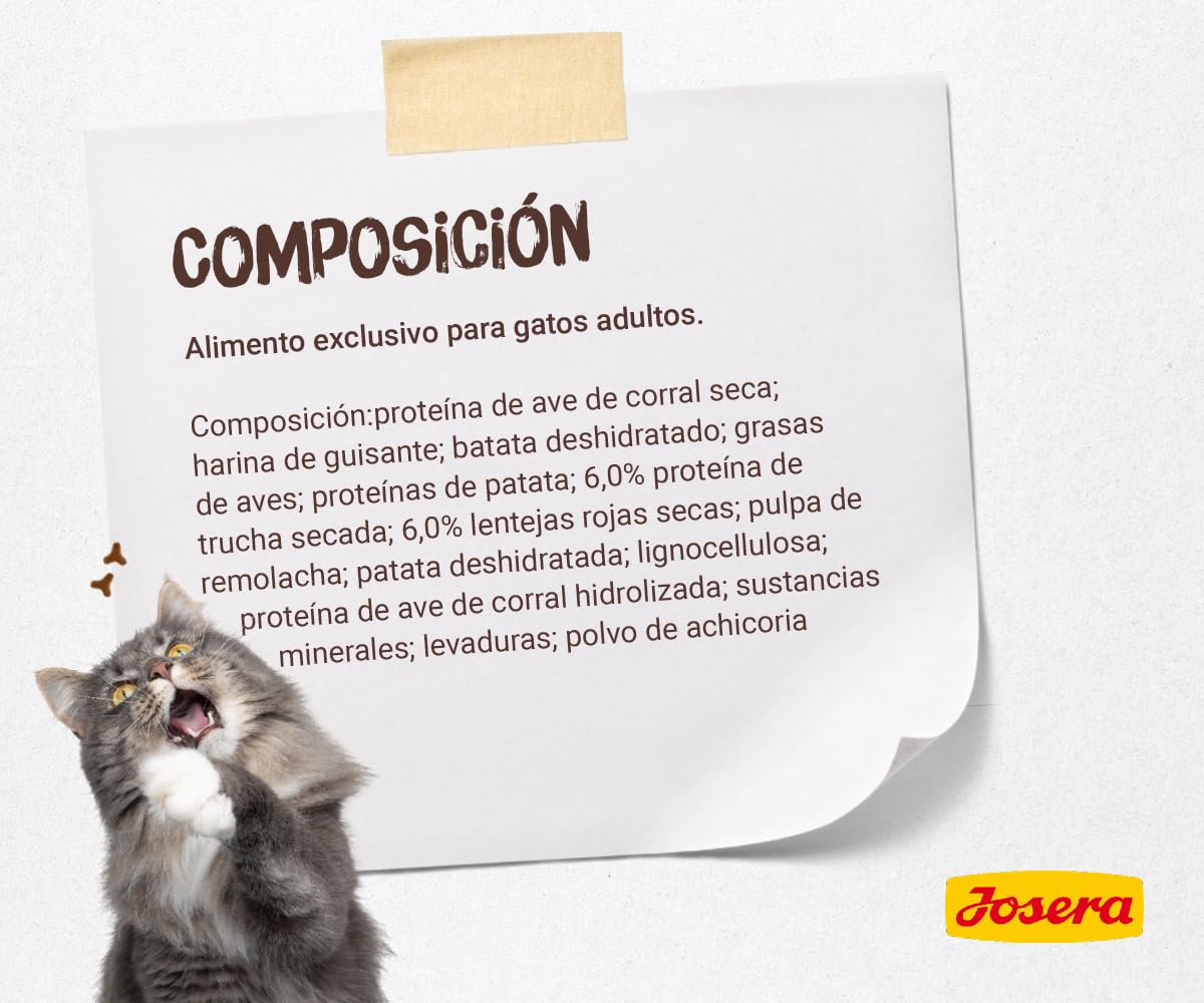 JOSERA Naturelle (1 x 10 kg) | Adultos | Pienso seco Gatos Adultos esterilizados | Aves y Trucha | con un Contenido moderado en Grasas | Sin Cereales | Pack 1
