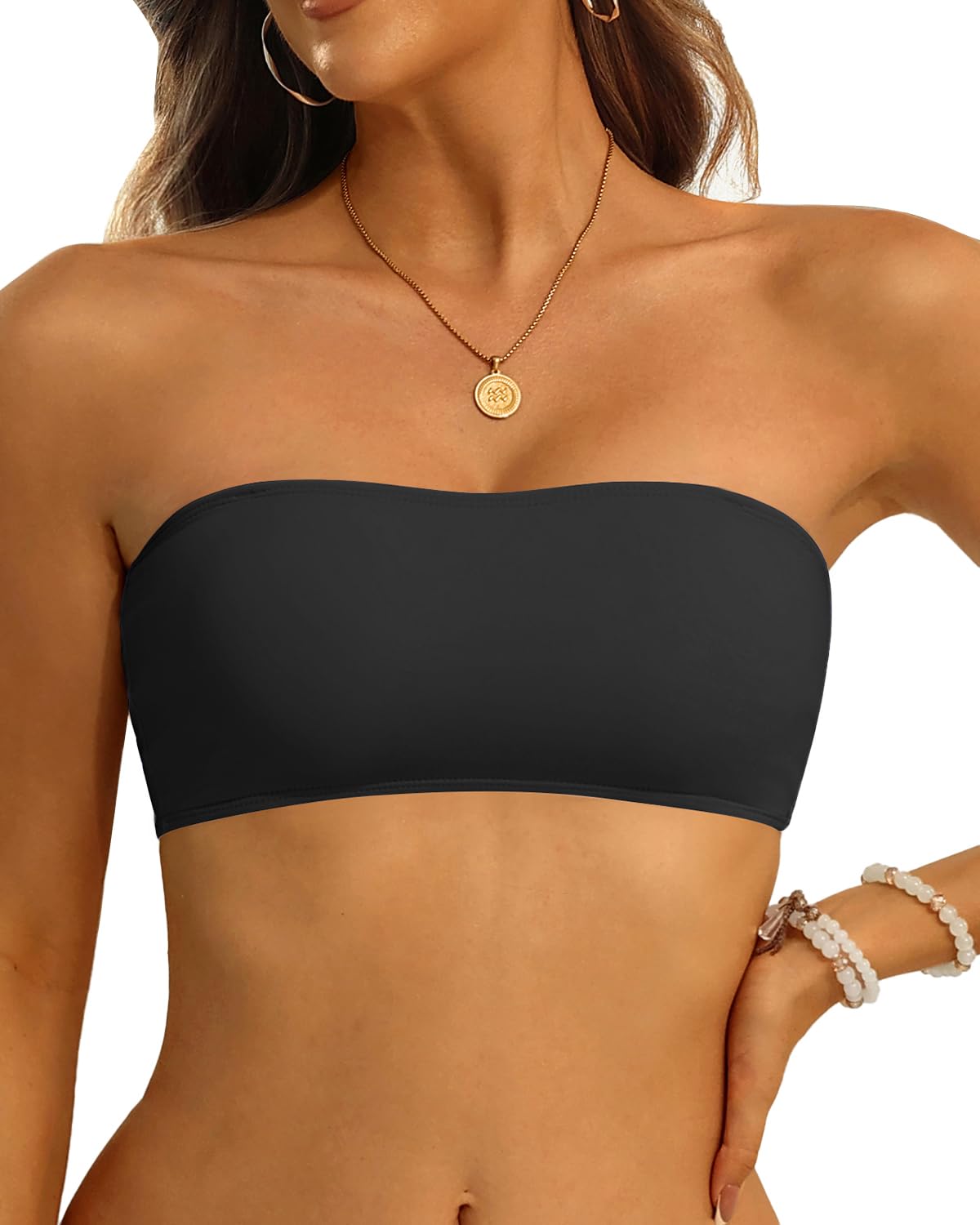 Women Strapless Bikini Top Only Bandeau Swim Top Tube Top Swimsuit