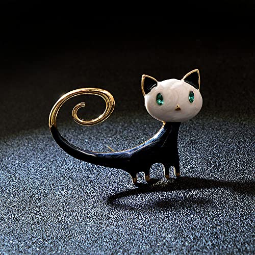 Image of Fashion Cat Lapel Brooch Pin for Women Girls Cubic Zirconia Rhinestone Enamel Pet Animal Pin Clip Hat Scarves Sweater Dress Suit Jacket Brooches Pins Cute Jewelry Gifts Christmas