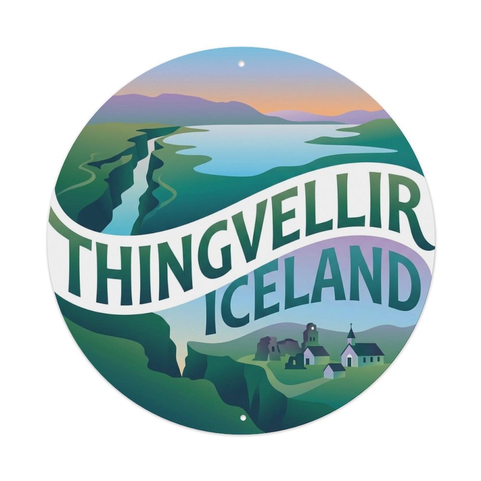 Vintage Travel Thingvellir Iceland Park Metal Tin Sign