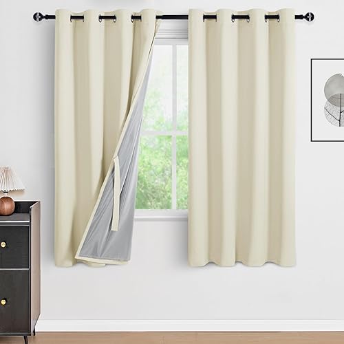 Miniatura 33 de DWCN Cortinas opacas 100% grises de 84 pulgadas de largo para dormitorio con forro negro, doble capa con aislamiento térmico, paneles de cortina