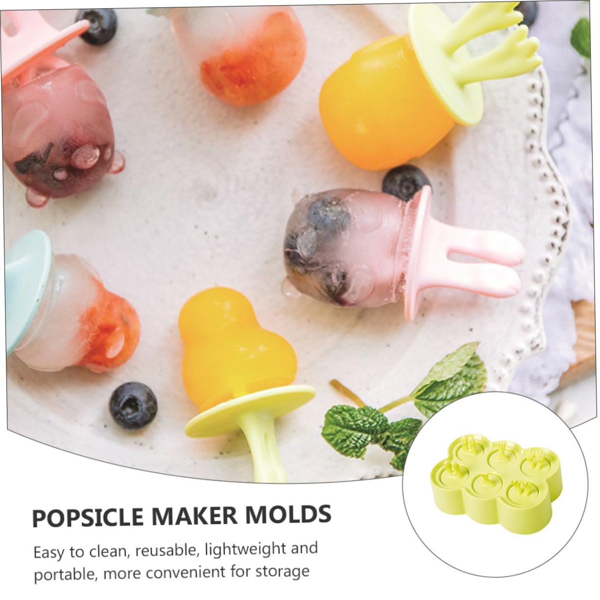 Zerodeko Sets de Moules à Glace en Silicone Réutilisables Lot de 4 Forme Animal Faciles à Nettoyer Rangement Pratique Glaces Maison, Diy