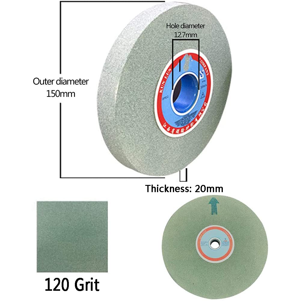 GOONDSD Mola da banco, carburo di silicio, Utensili per molatura Superficiale 150 mm x 20 mm x 12,7 mm 1 pz,120 Grit