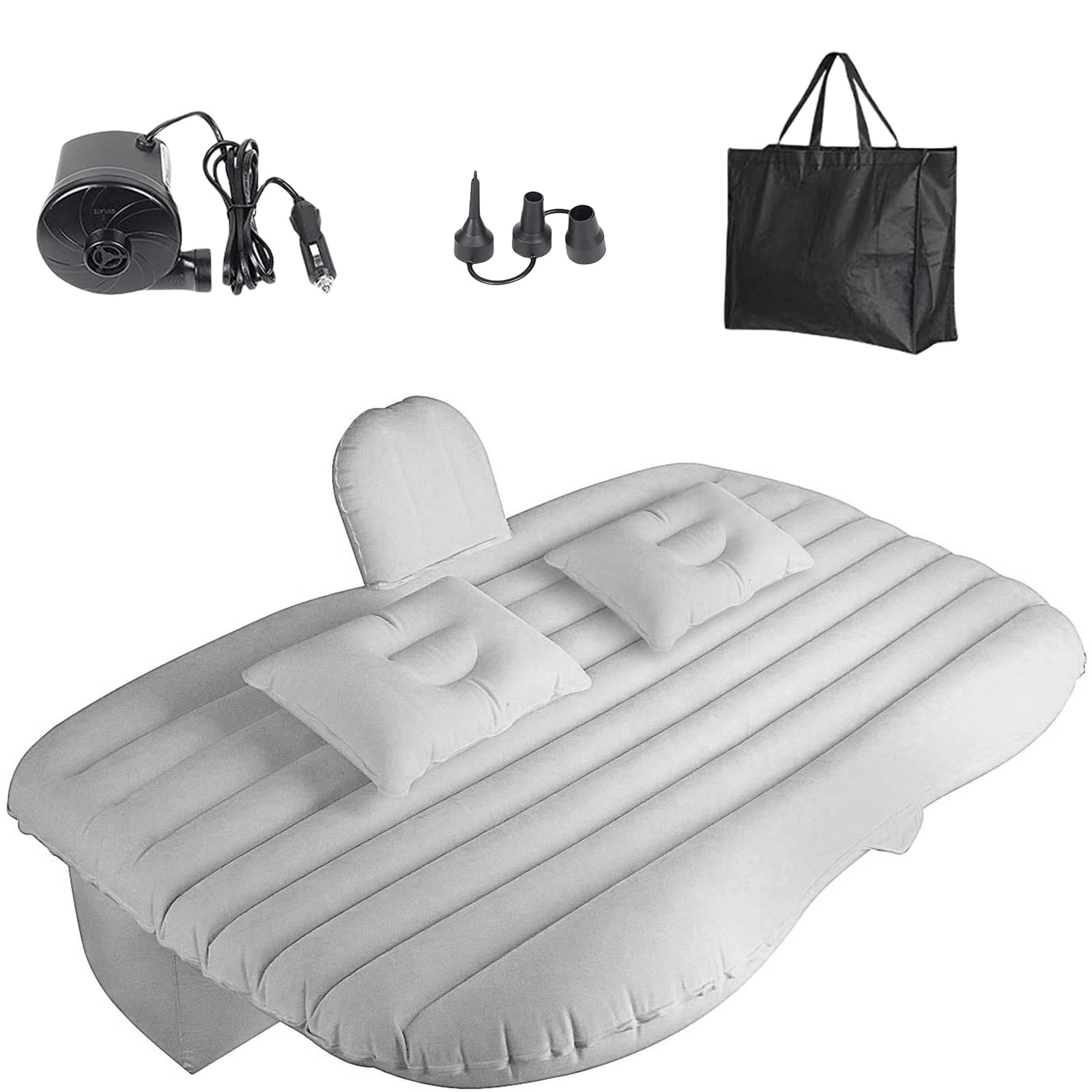 Air mattress,inflatable mattress,car truck bed air mattress Flocking and PVC,with electric car air pump,camping bed,for suv air mattress truck air bed for Outdoor Travel Camping domestic use (grey)