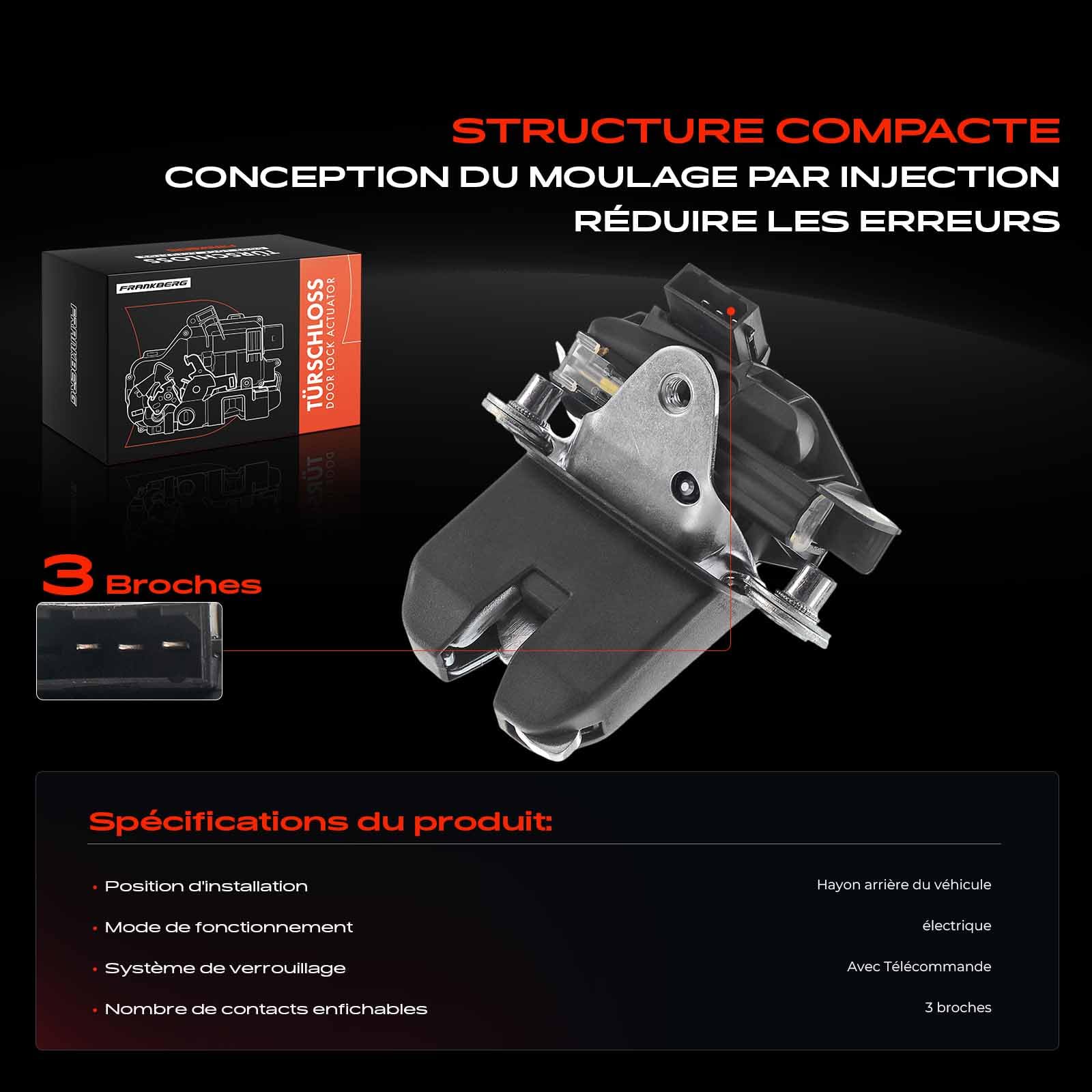 Frankberg Verrouillage du hayon arrière du coffre 5J0827501B | Compatible avec: R.o.o.m.s.t.e.r 5J7, Fabia II Combi 545, Fabia II 542