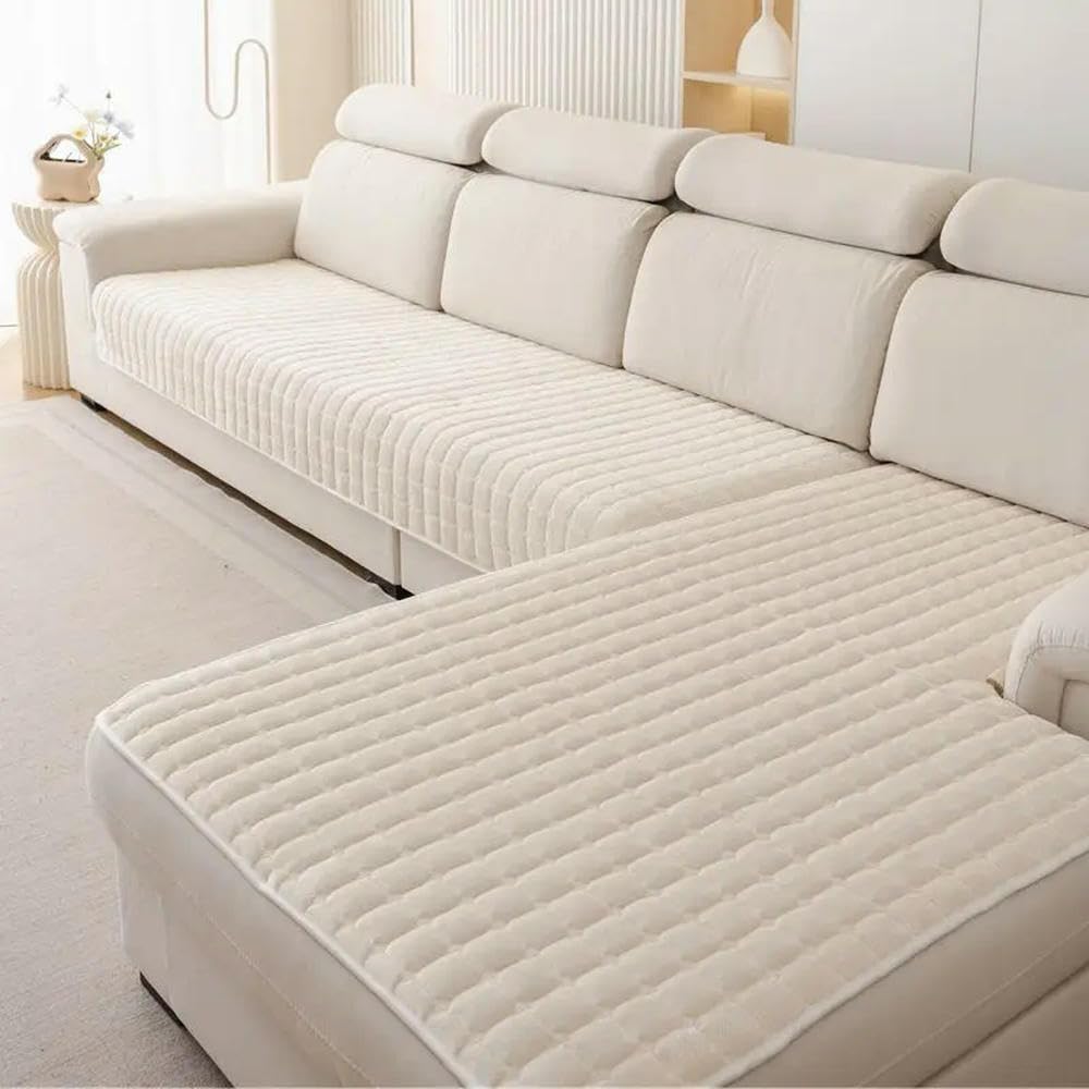VIXDA Plush plaid sofa cushion non-slip four seasons universal living room sofa cover simple thickened velvet cushion towel