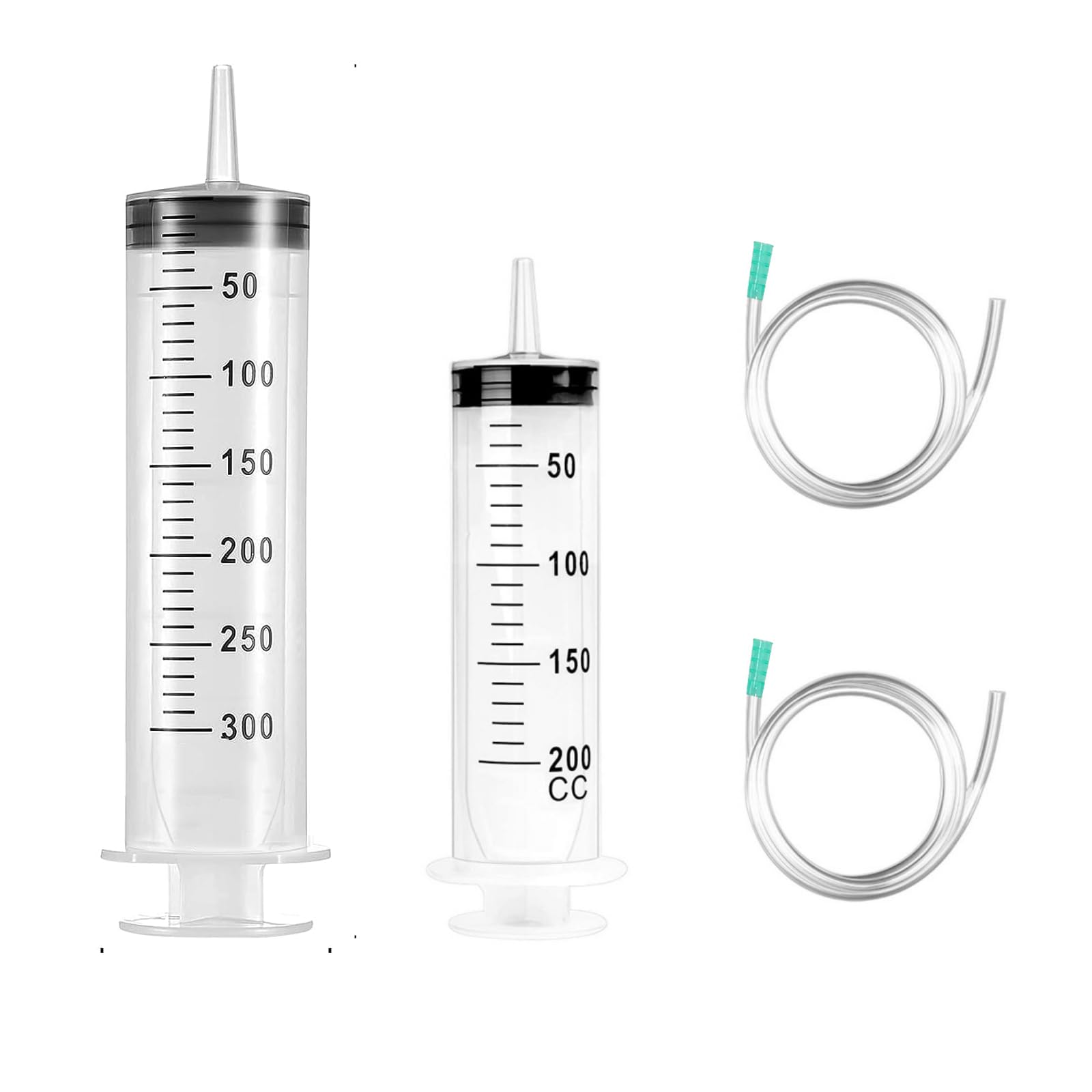 winbest Syringe, Large Syringe 200+300 ml, Large Capacity Plastic Syringe with Hose for Laboratory, Industry, Animal Feeding and Plant Watering