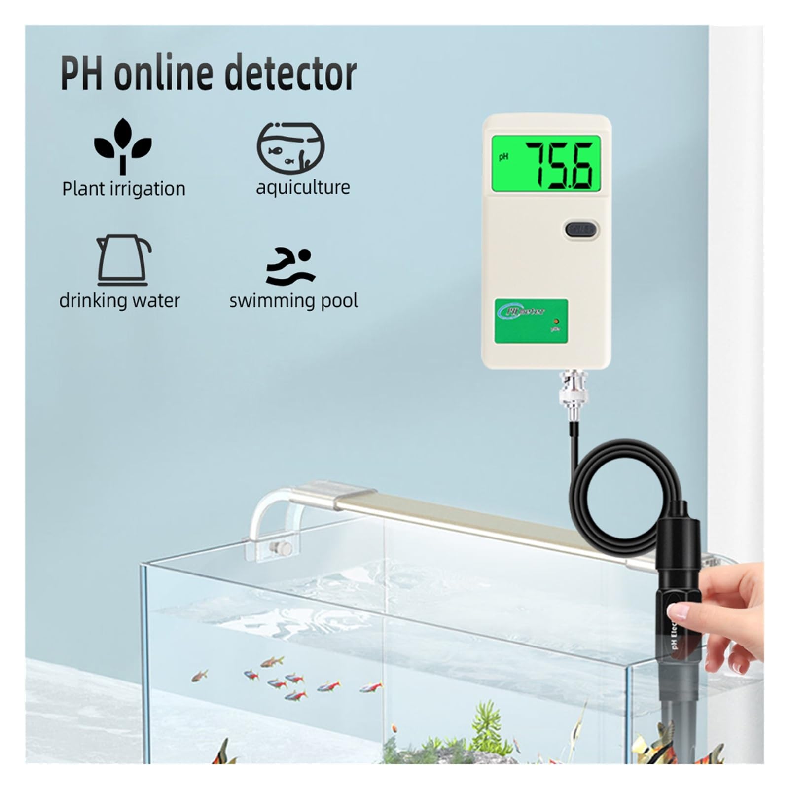 Medidor de pH con pantalla digital, comprobador calidad del agua, electrodo 0-14, analizador profesional, Resistencia a la corrosión