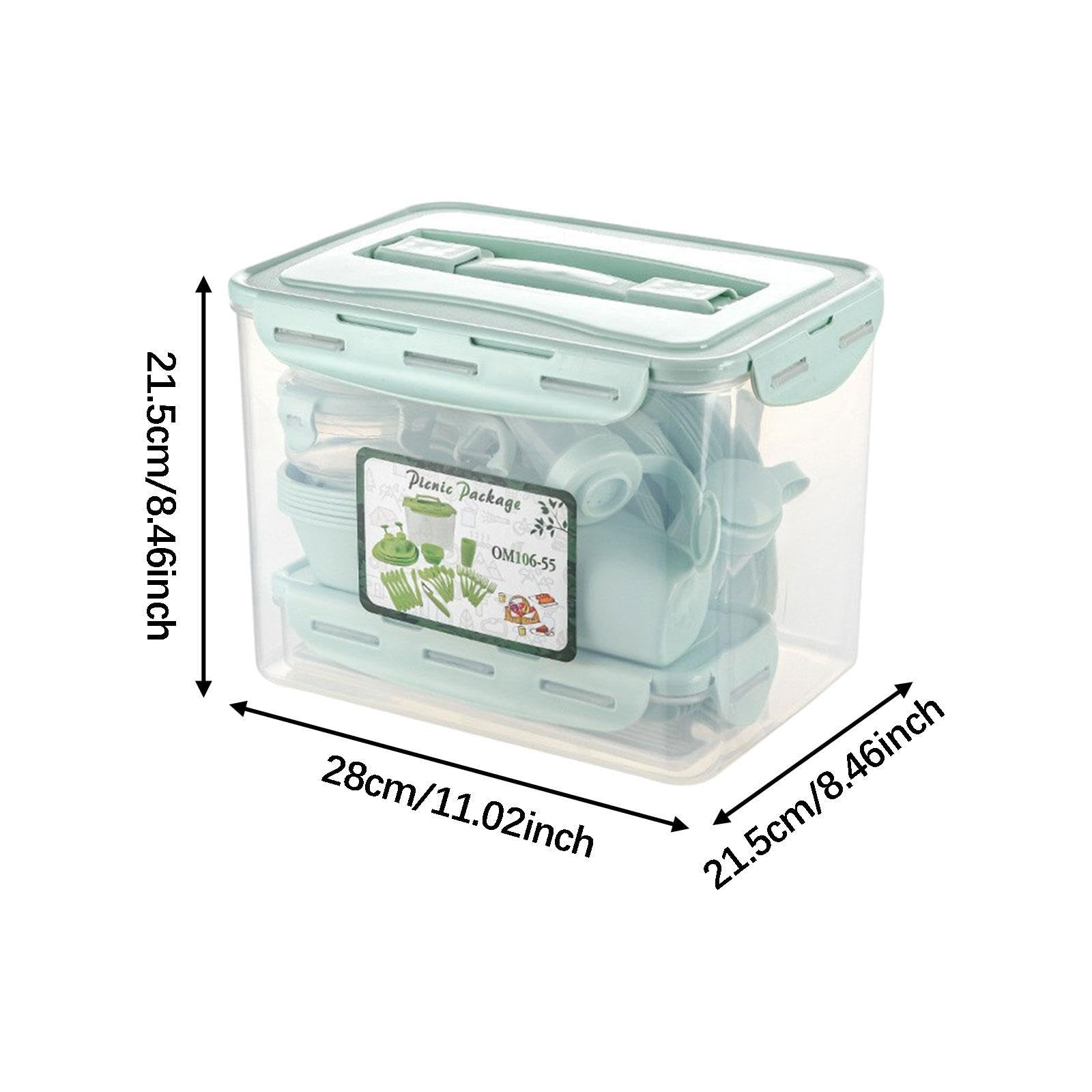 Set di stoviglie per 6 Persone, Kit di Posate, stoviglie per casa, Scuola, Picnic, Barbecue, Piatti e Ciotole infrangibili, impilabili, Portatili, Verde