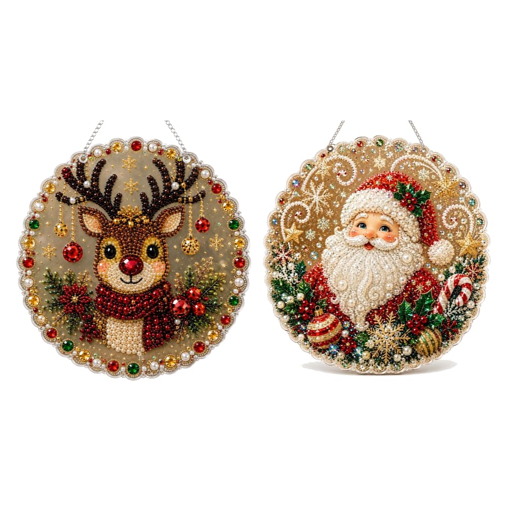 Christmas Pearl Art Kit, 9.9in Acrylic Beaded Suncatcher