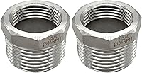Vista 3 de Beduan - Buje reductor hexagonal de acero inoxidable, 1" macho NPT a 1/2" hembra NPT, accesorio adaptador para tubería de fundición reductor