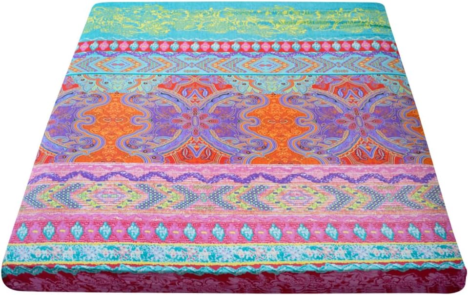 MAXYOYO Mattress Cover for Traditional Japanese Futon Mattress, Futon Floor Mattress Cover with Zipper, Super Soft and Machine Washable, Bohemian, Twin