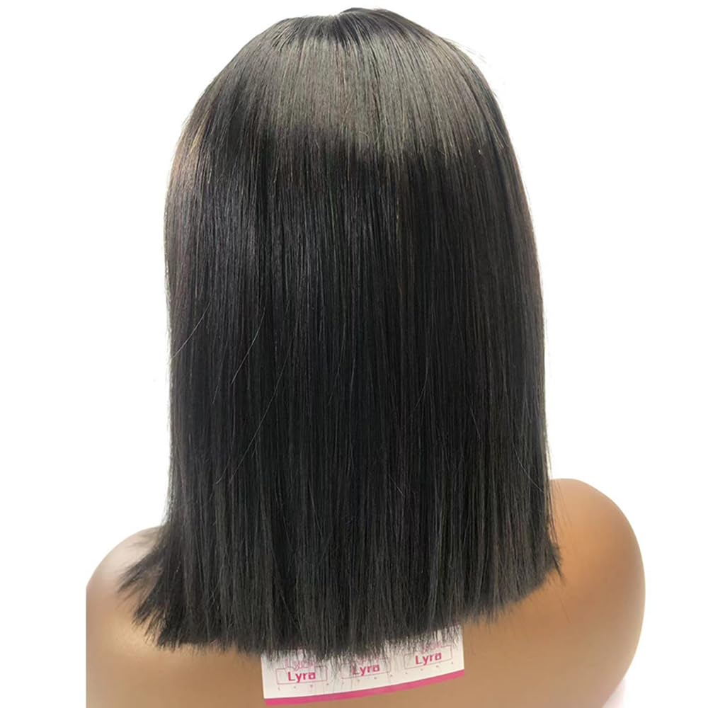 bob Wig Human Hair - Glueless Lace Front Wig Preplucked Precut Glueless Ready to Wear Wigs Human Hair (150%, 10 inch)
