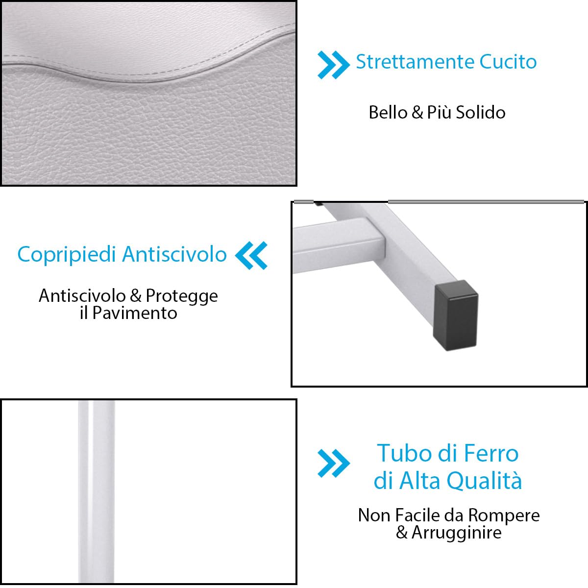COSTWAY Poggiapiedi Pedicure Manicure, Sgabello Pedicure Estetista Regolabile in Altezza e Cuscino Spesso, Poggiapiedi per per Podologia, Estetista, Fisioterapia (Bianco)