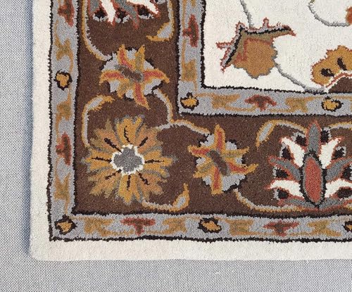 Image of Sifa Carpet Crafted with Care: Premium Hand-Tufted Wool Carpets Royanna Traditional Design Handmade Area Rugs, for Your Room Beige Color Size 5x7 feet (150x210cm)