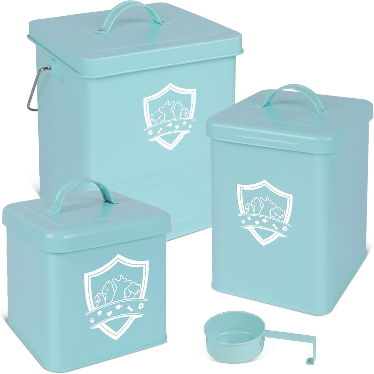 Kphico Pet Food Storage Containers,3 Pcs Dog and Cat Food Container Set with Lid and Scoop,Durable Airtight Food Dispenser for Dogs…