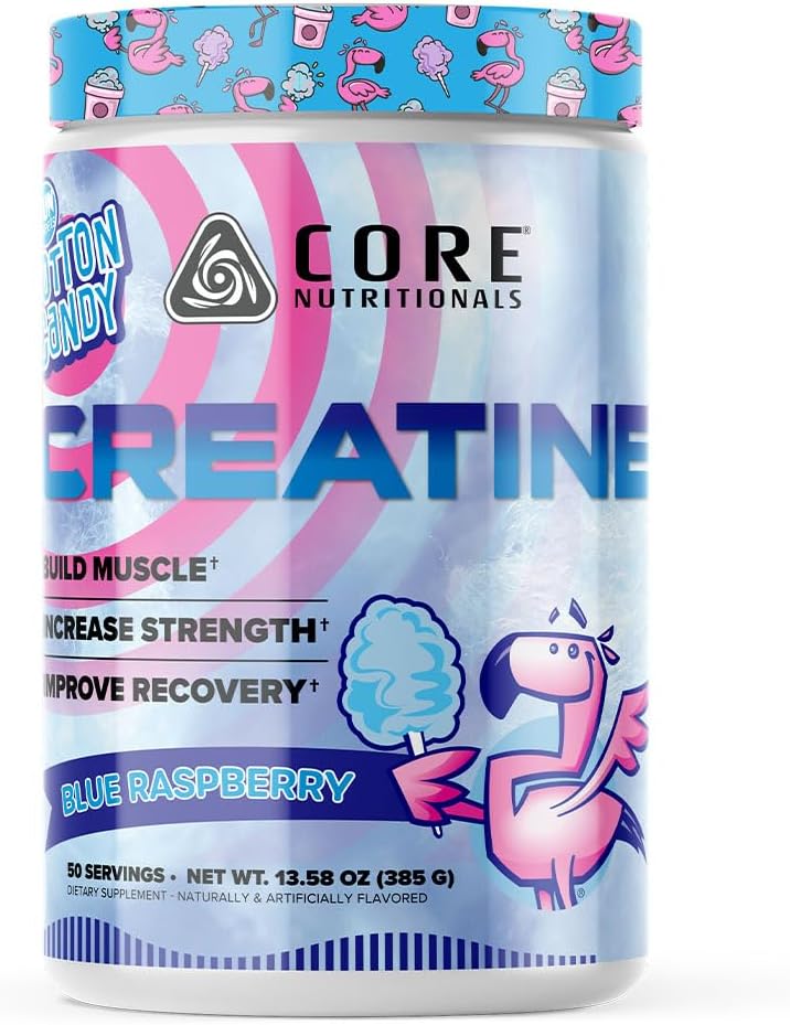 Core Nutritionals Creatine Monohydrate | Increase Strength, Build Muscle, Improve Recovery | 5g Creatine | 50 Servings (Fun Sweets Blue Raspberry)