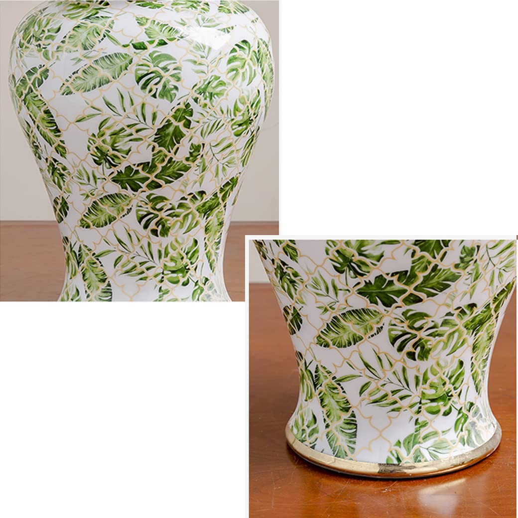 ARTLINE Ceramic Floral Ginger Jar With Lid - Chinese Temple Style Vase For Home Decor, Tea Storage, Or Flower Arranging - View #3