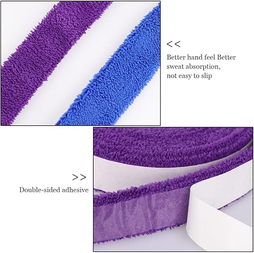 Vista 16 de ITODA Toalla de raqueta de tenis de bádminton, pegamento de mano de algodón antideslizante para sudar, raqueta de bádminton, cinta para el sudor Azul