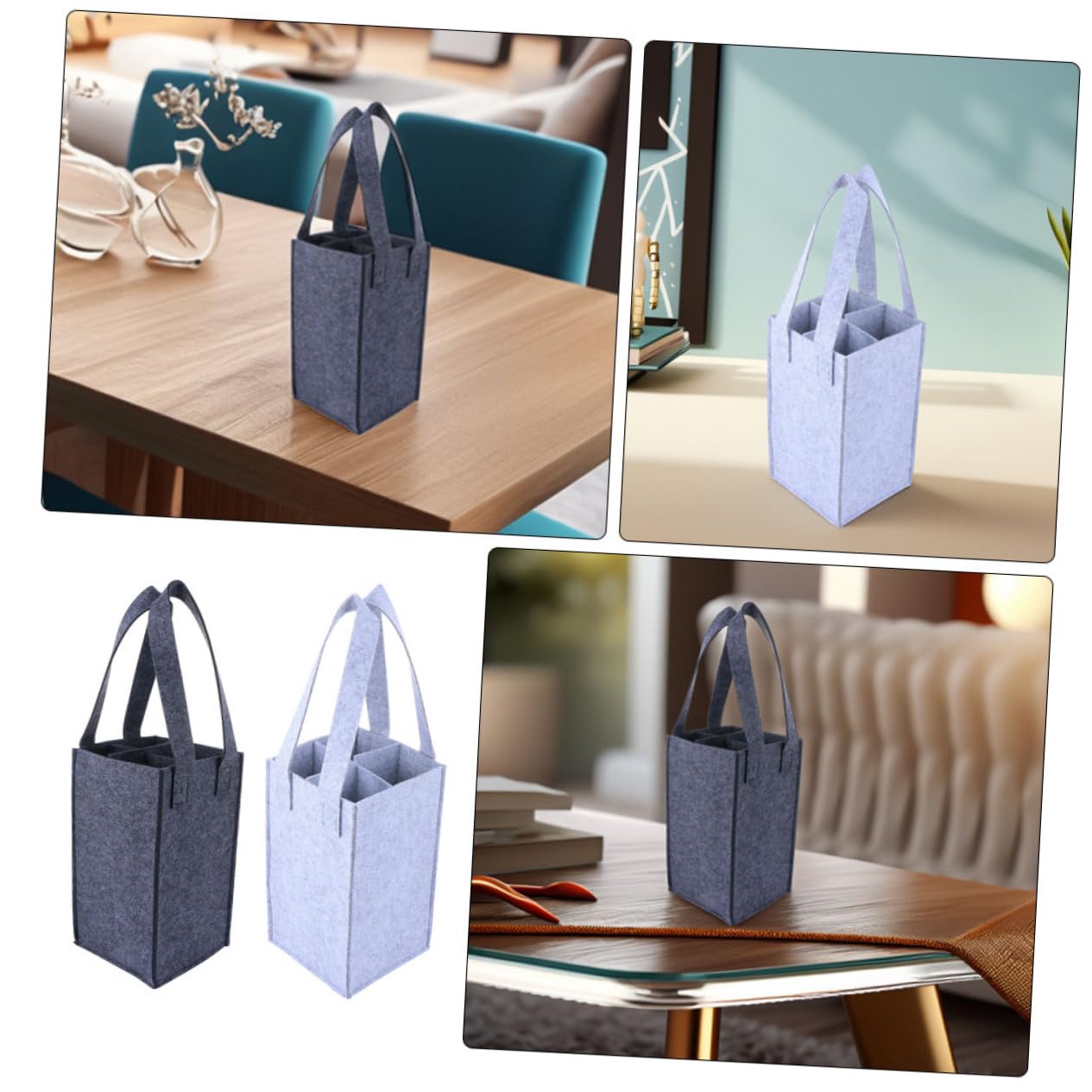 LIFKOME 4 Pièces Pochette de Transport en Feutre pour Bouteilles de Vin