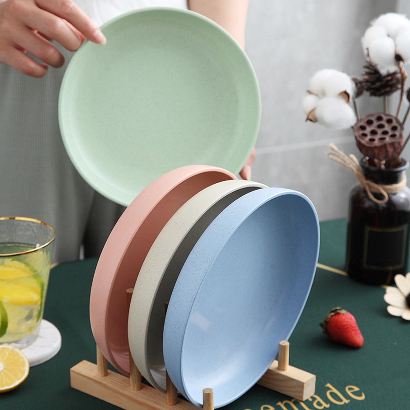 8 Pezzi/set Piatti Da Cena In Plastica Pp Multicolore, Piatti