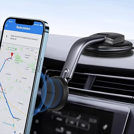 Amazon Aukey 車載ホルダー スマホスタンド マグネット式 粘着吸盤で設置 Iphone X 8 7 ６ 6s Plus 5s 5ｃ 5 Galaxy S7 S8 Edge などのスマホに対応 Hd C49 携帯電話ホルダー 車 バイク