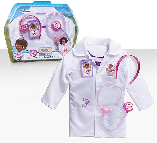 Doc McStuffins - Conjunto de disfraz de médico y accesorios, 4 piezas, juego imaginativo y de fingir, juguetes para niños a partir de 3 años de Just