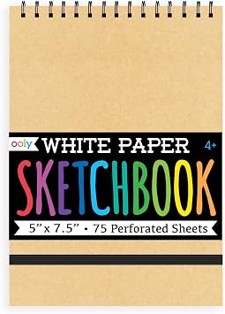 OOLY DIY Cover Small Sketchbook, 5 x 7.5 Inches, White Paper Sketchbook, Drawing Book for Kids, Artists Drawing Pad for Gel Pens