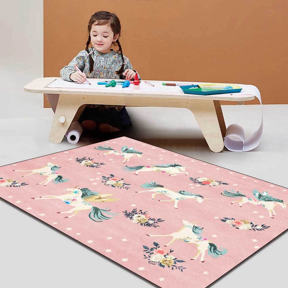 Tapis de Chambre d'enfant Marelle Monde de la forêt de Dinosaures de Dessin animé Mignon, Chambre, Salle de Jeux, Jeux familiaux.-60x180cm