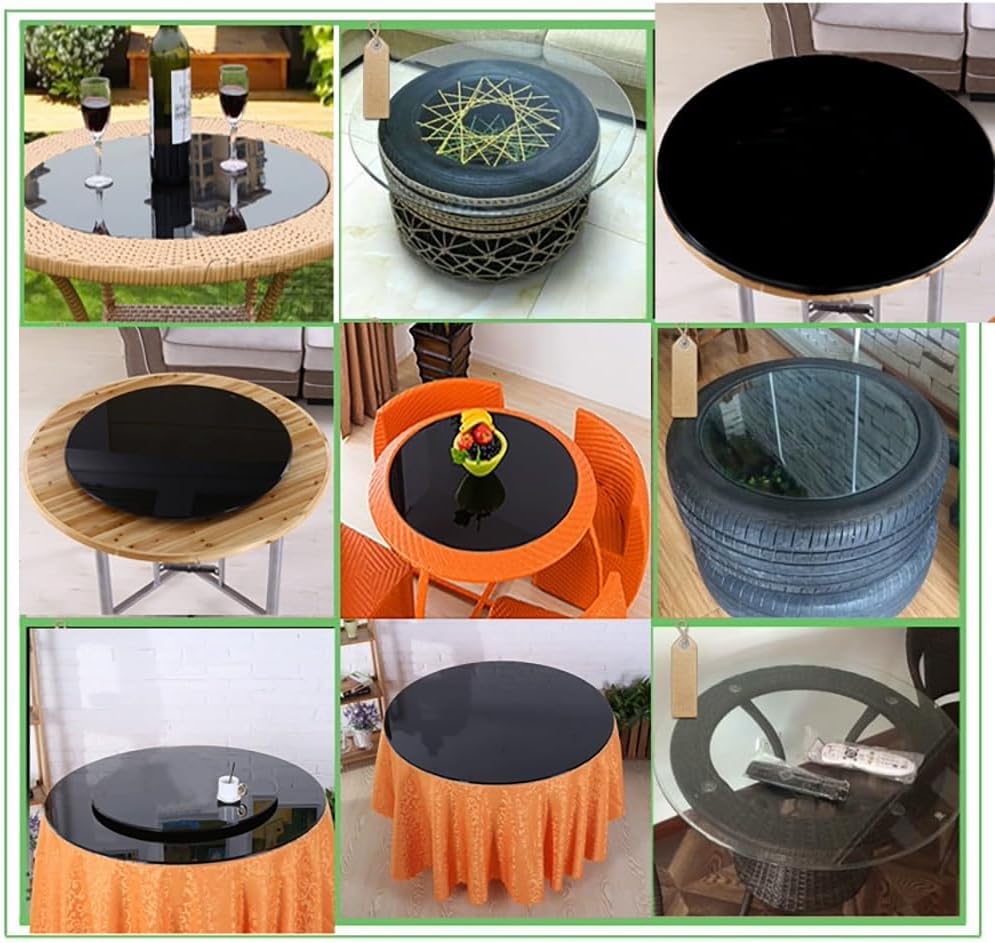 Black Glass Table Top 15in - 32in Round Glass Tabletop 1/4" Thick Tempered Beveled Edge, Premium Round Replacement Top for Patio, Garden, Office, Dining Table(15in/38cm)