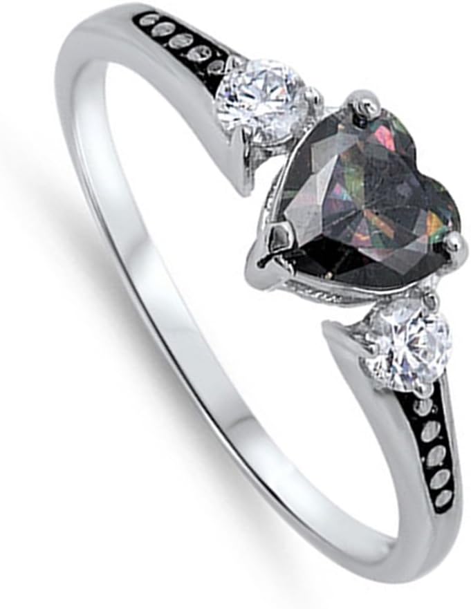 CHOOSE YOUR COLOR Sterling Silver Heart Promise Ring