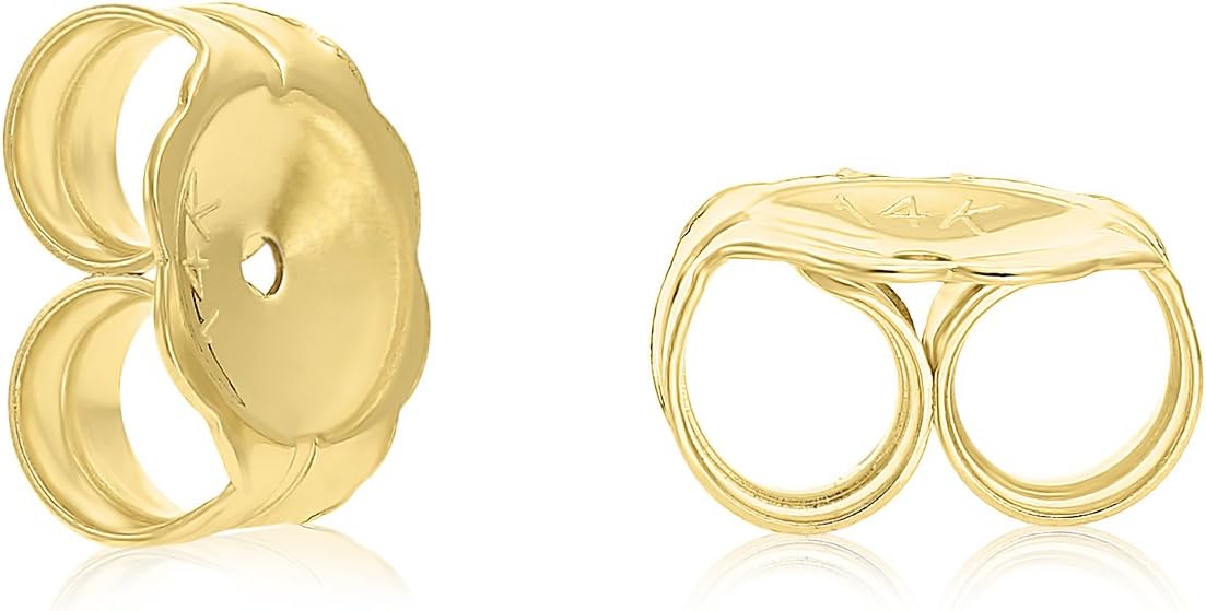 Premium Polished 14K Yellow Gold Round Ball Stud Earrings with 14k Gold Pushback